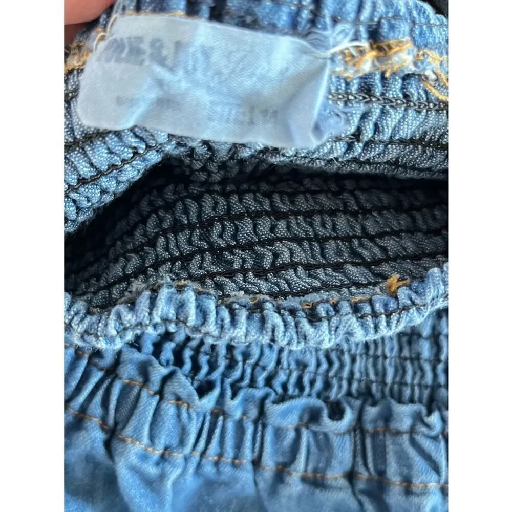 Girls Jolie & Joy Denim Smocked Puff Sleeve Dress